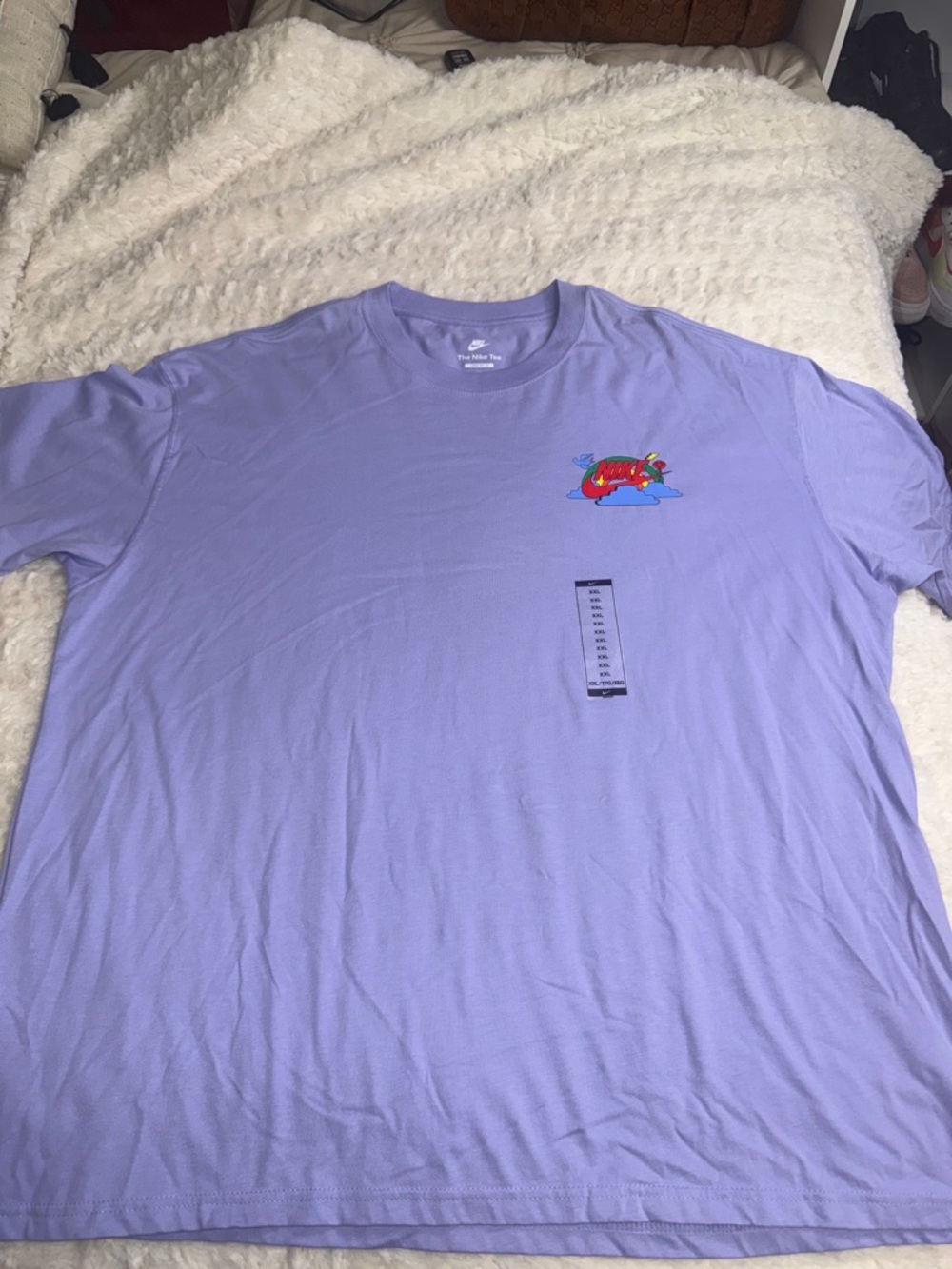 Nike Lavender Short-Sleeve Crewneck T-Shirt with Small Colorful Graphic